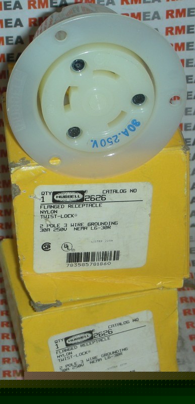 Hubbell HBL2626 receptacle 2 pole 3 wire 20A 250V 4@ 