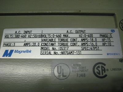Magnetek gpd 503 vs drive 10/15 hp DS317 ds 317 GPD503