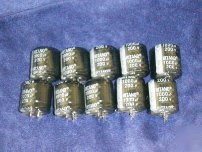 New 10 hitano electrolytic radial capacitor 1000UF 200V