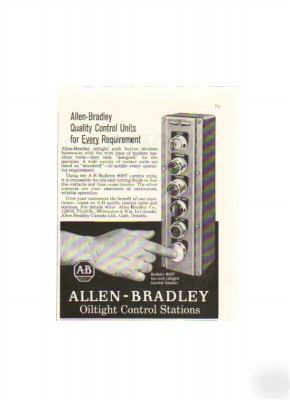 Vintage ad 1961 allen bradley bulletin 800T control 