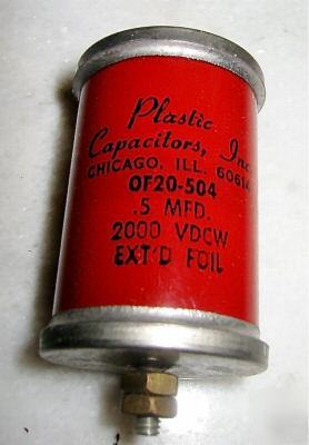 High voltage capacitor .5UF 2000 wv dc