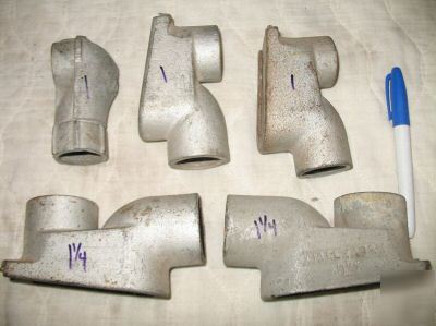 Lot of 5 conduit fittings slay service entrance ell