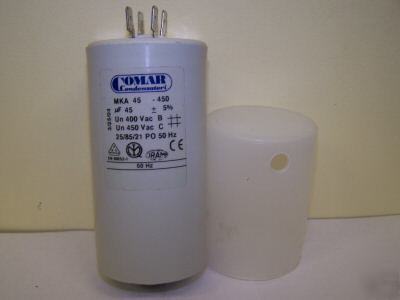 Motor run capacitor 45UF 400/450 volts with plastic cap