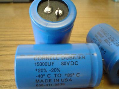 New 2PC 80V 15000UF cornell dubilier snap in capacitors 