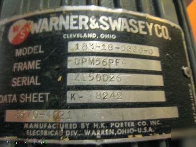 Warner & swasey porter 183-18-0220-0 motor 1831802200